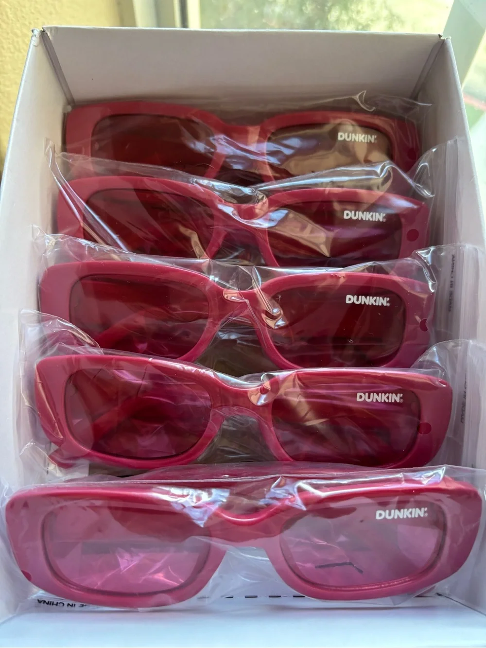 5 Pairs of Dunkin Donuts 🍩 Pink Party Sunglasses - Pack of Trendy Pink Shades